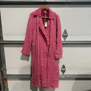 🌸 Sundance Pink Linen Trench Coat – Size M